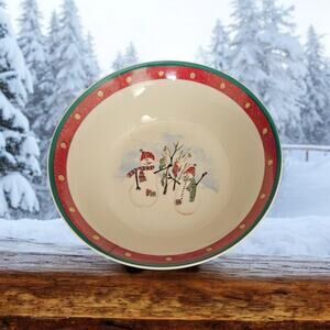 Royal Seasons Snowman Stoneware Soup Bowl Set 4 Christmas Holiday Dish